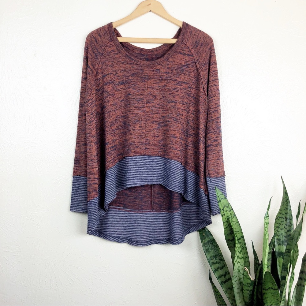 Free People Rust and Blue Striped Top